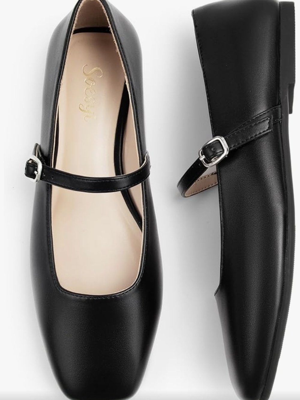 Black Mary Jane Flats with Buckle Strap